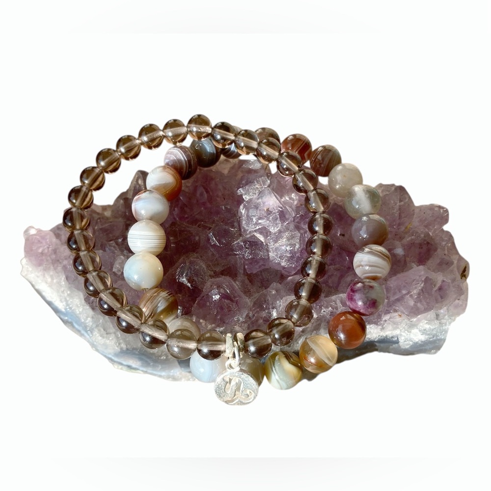 Botswana Agate and Smoky Quartz Duo